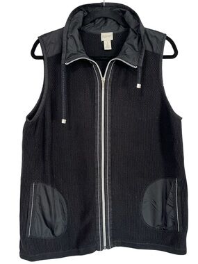 Zenergy by Chico's Black Knit Quilted-Trim Vest - Women's